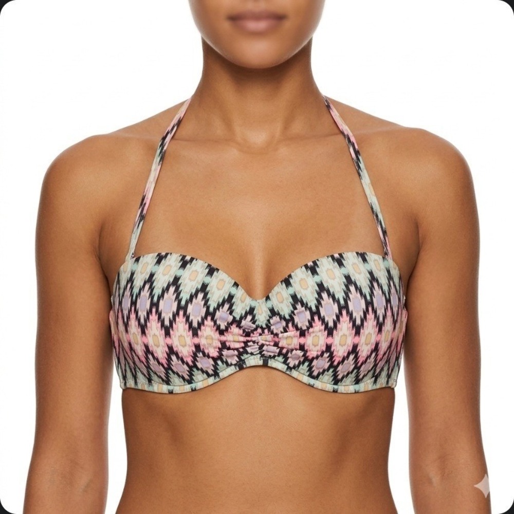 Victoria's Secret Swim Top Women's 36C Multicolor Flirt Bandeau‎ Halter Padded